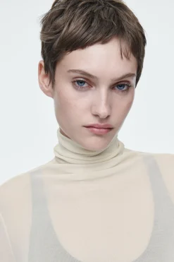 COS SLIM SILK TURTLENECK TOP-Women Tops