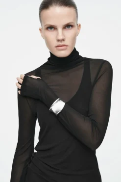 COS SLIM SILK TURTLENECK TOP-Women Tops