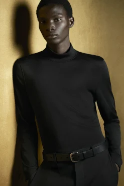 COS SLIM-FIT MOCK-NECK TOP- T-Shirts