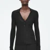 COS SPARKLY RIBBED-KNIT POLO SHIRT-Women Shirts & Blouses | Tops