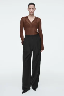 COS SPARKLY RIBBED-KNIT POLO SHIRT-Women Shirts & Blouses | Tops