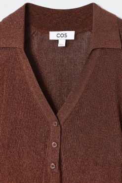 COS SPARKLY RIBBED-KNIT POLO SHIRT-Women Shirts & Blouses | Tops