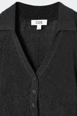 COS SPARKLY RIBBED-KNIT POLO SHIRT-Women Shirts & Blouses | Tops