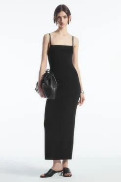 COS SQUARE-NECK KNITTED SLIP DRESS-Women Dresses & Jumpsuits | Sweaters & Cardigans