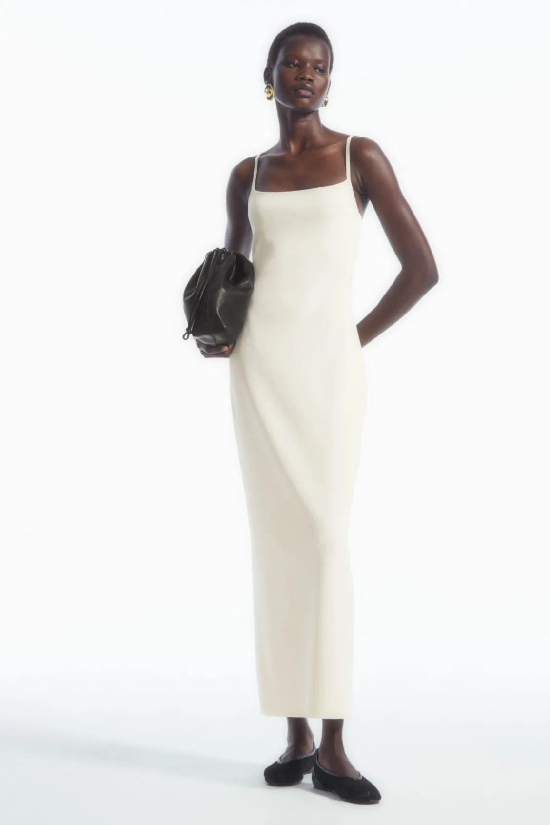 COS SQUARE-NECK KNITTED SLIP DRESS-Women Dresses & Jumpsuits | Sweaters & Cardigans
