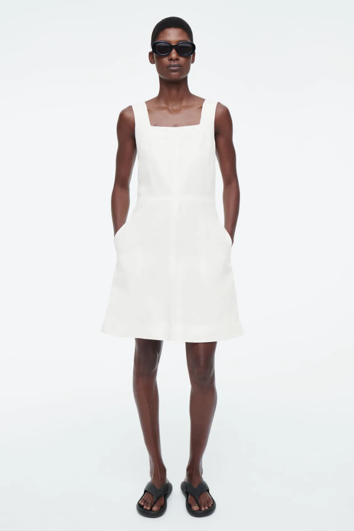 COS SQUARE-NECK MINI PINAFORE DRESS-Women Dresses & Jumpsuits