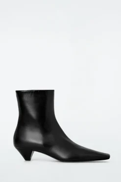 COS SQUARE-TOE LEATHER ANKLE BOOTS-Women Shoes