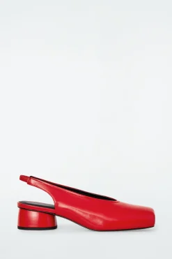 COS SQUARE-TOE LEATHER HEELED BALLET PUMPS-Women Shoes