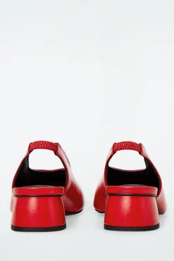 COS SQUARE-TOE LEATHER HEELED BALLET PUMPS-Women Shoes