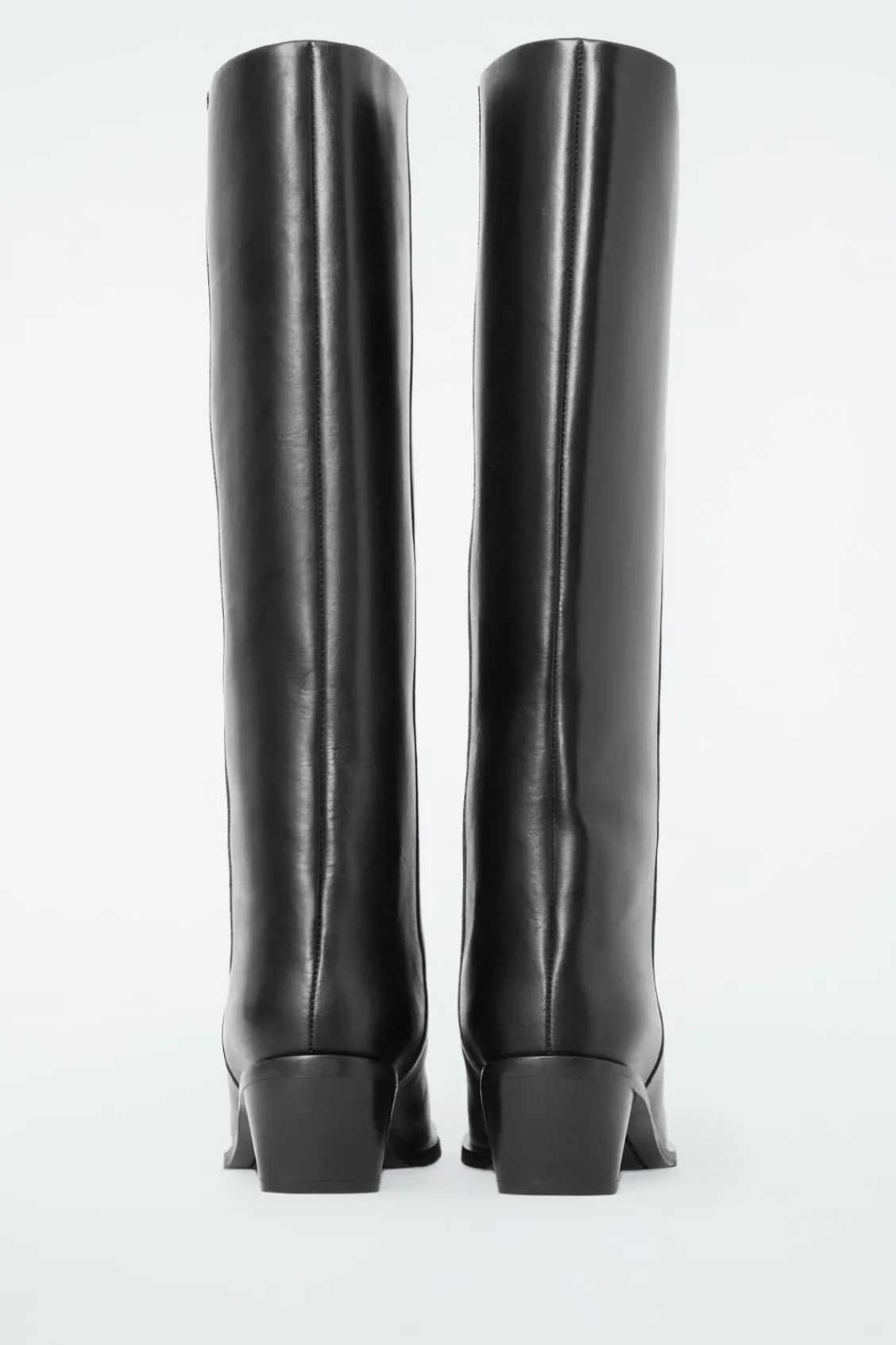 COS SQUARE-TOE LEATHER KNEE-HIGH BOOTS-Women Shoes