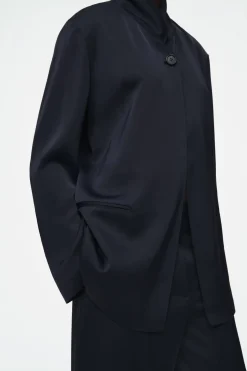 COS STAND-COLLAR SATIN TUXEDO BLAZER-Women Vests & Tailoring | Coats & Jackets
