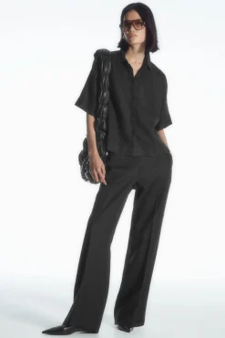 COS STRAIGHT-LEG TAILORED LINEN PANTS-Women Pants