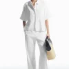 COS STRAIGHT-LEG TAILORED LINEN PANTS-Women Pants