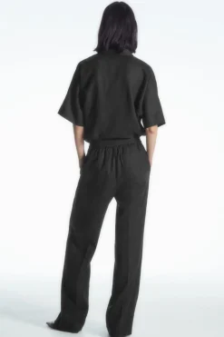 COS STRAIGHT-LEG TAILORED LINEN PANTS-Women Pants