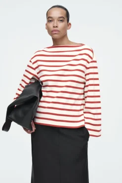 COS STRIPED BOAT-NECK TOP-Women Tops
