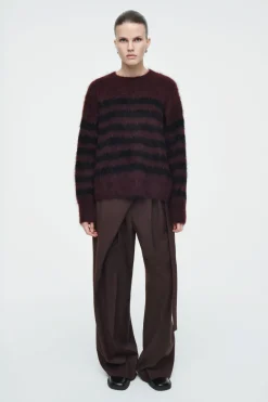 COS STRIPED BRUSHED-MOHAIR CREW-NECK SWEATER-Women Sweaters & Cardigans