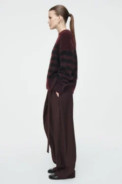 COS STRIPED BRUSHED-MOHAIR CREW-NECK SWEATER-Women Sweaters & Cardigans