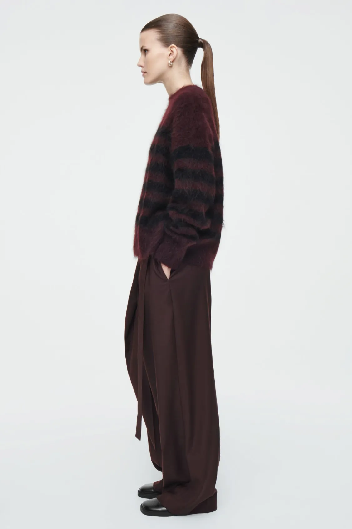 COS STRIPED BRUSHED-MOHAIR CREW-NECK SWEATER-Women Sweaters & Cardigans