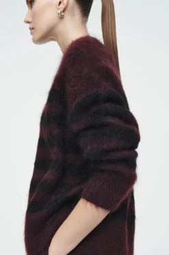 COS STRIPED BRUSHED-MOHAIR CREW-NECK SWEATER-Women Sweaters & Cardigans