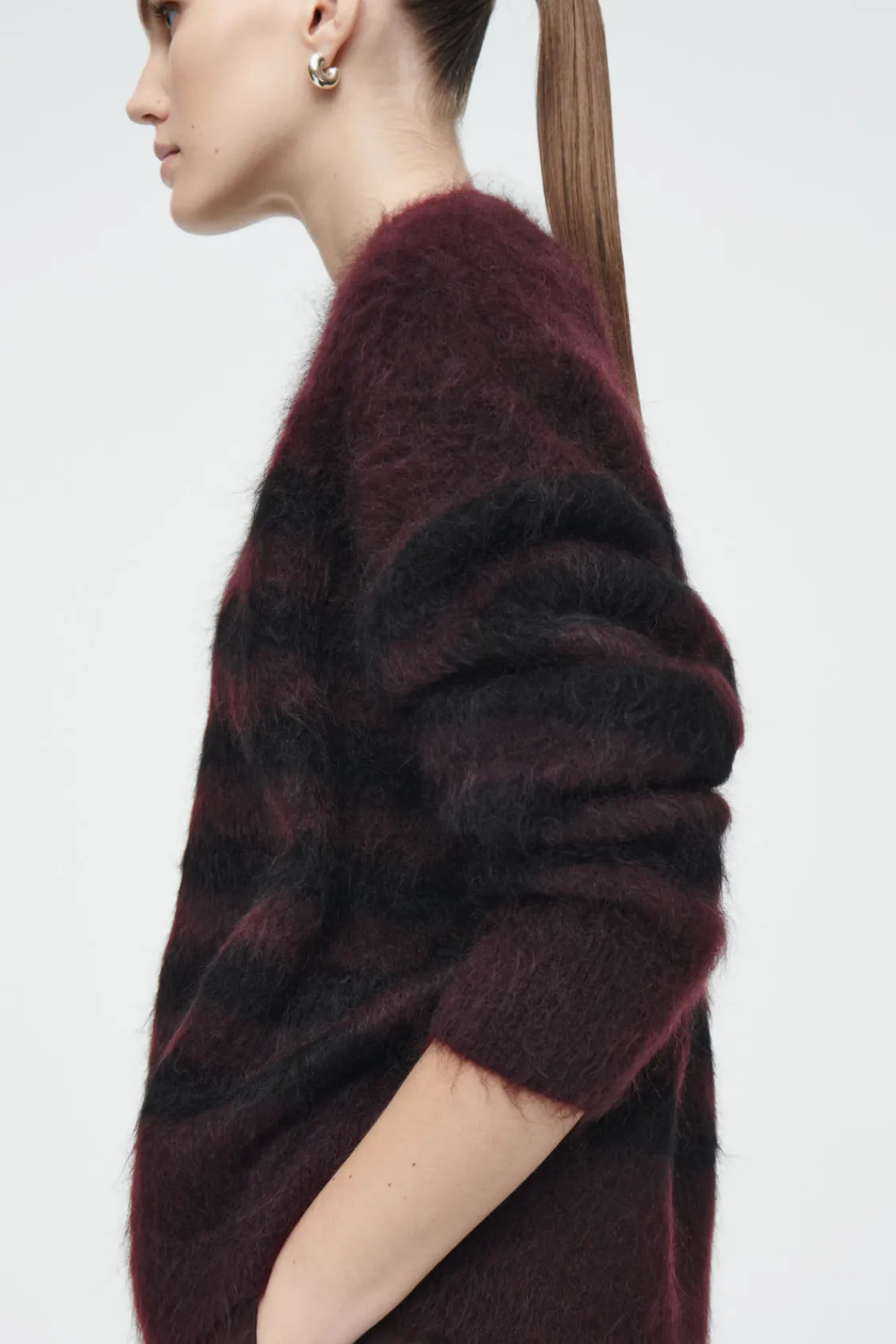 COS STRIPED BRUSHED-MOHAIR CREW-NECK SWEATER-Women Sweaters & Cardigans