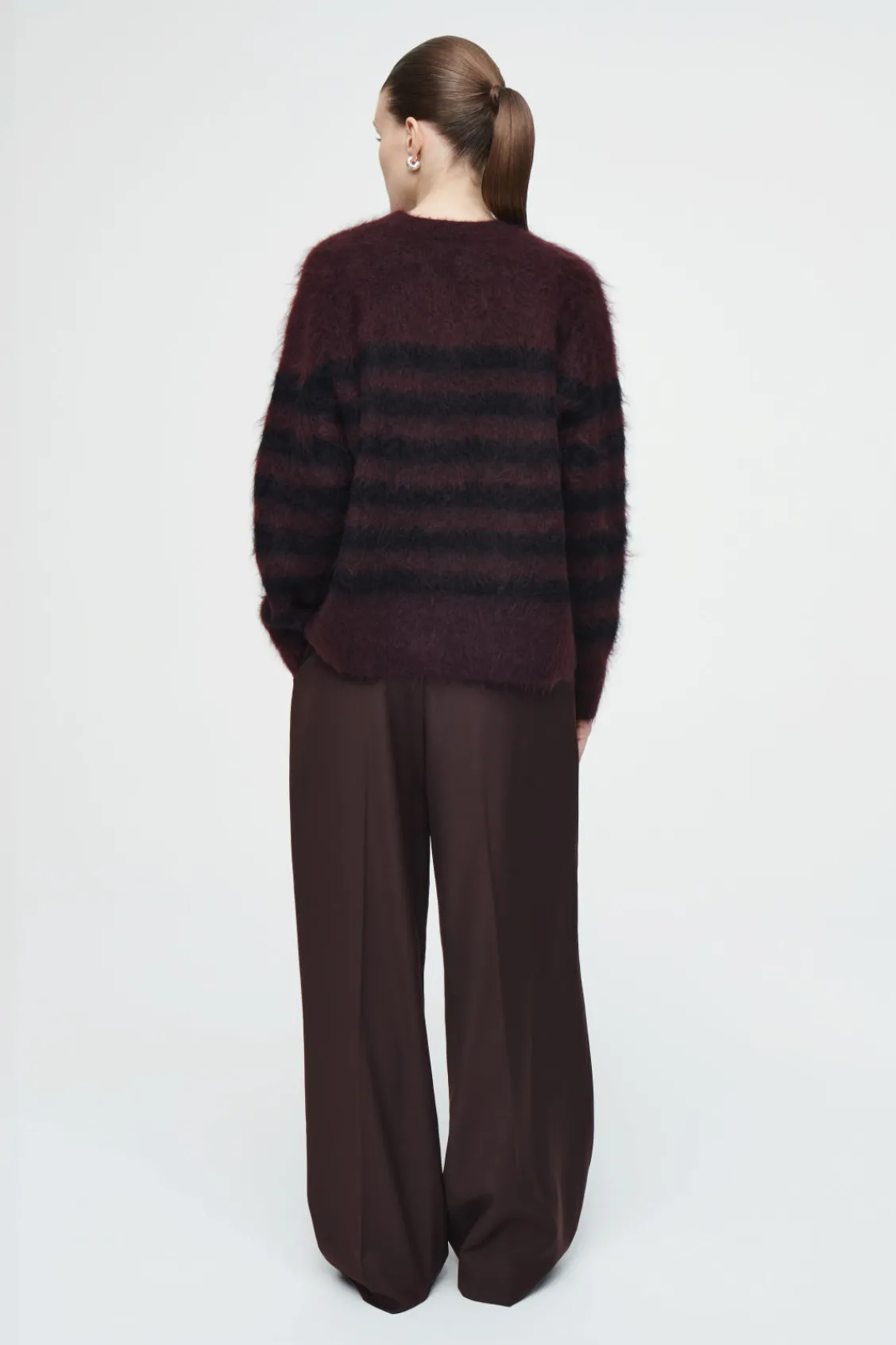 COS STRIPED BRUSHED-MOHAIR CREW-NECK SWEATER-Women Sweaters & Cardigans