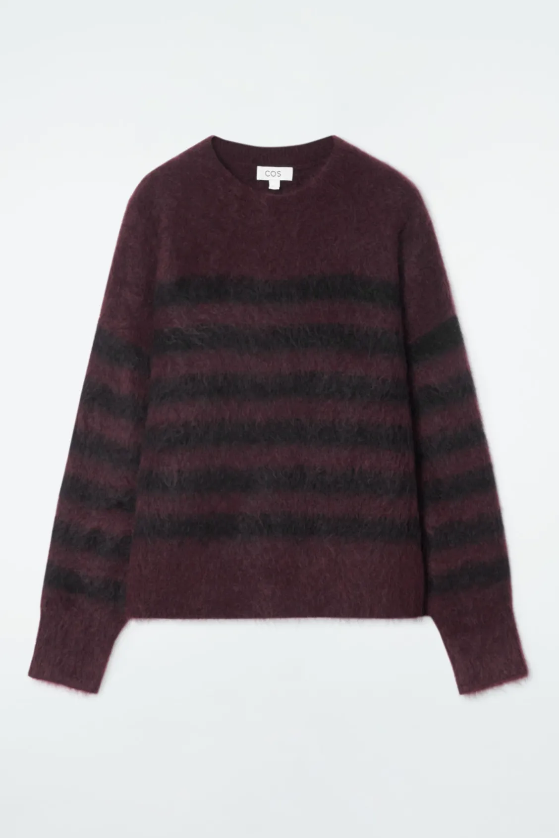 COS STRIPED BRUSHED-MOHAIR CREW-NECK SWEATER-Women Sweaters & Cardigans