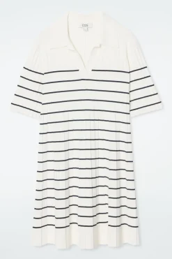 COS STRIPED KNITTED MINI POLO DRESS-Women Dresses & Jumpsuits | Sweaters & Cardigans