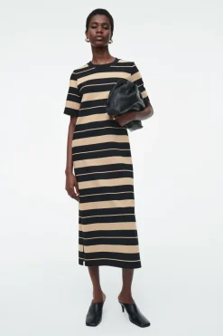 COS STRIPED MIDI T-SHIRT DRESS-Women Dresses & Jumpsuits