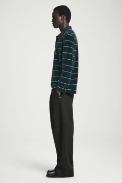 COS STRIPED VELVET LONG-SLEEVED POLO SHIRT- Polo Shirts