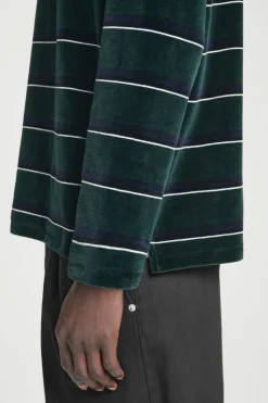 COS STRIPED VELVET LONG-SLEEVED POLO SHIRT- Polo Shirts