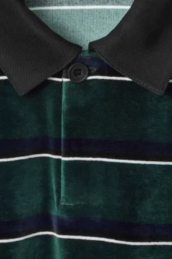 COS STRIPED VELVET LONG-SLEEVED POLO SHIRT- Polo Shirts