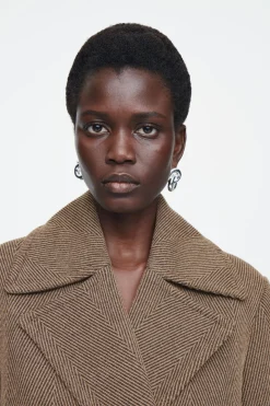 COS TAILORED HERRINGBONE WOOL COAT-Women Coats & Jackets