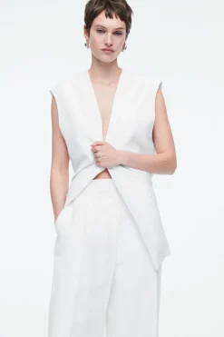 COS TAILORED LINEN-BLEND PANTS-Women Pants