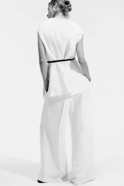 COS TAILORED LINEN-BLEND PANTS-Women Pants