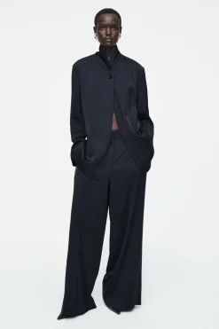 COS TAILORED SATIN WIDE-LEG PANTS-Women Vests & Tailoring | Pants