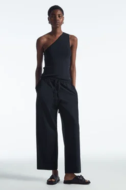 COS TAPERED DRAWSTRING COTTON PANTS-Women Pants