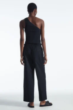 COS TAPERED DRAWSTRING COTTON PANTS-Women Pants