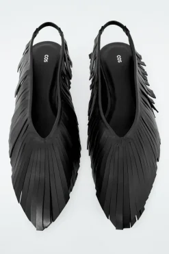 COS TASSELED LEATHER SLINGBACK BALLET FLATS-Women Shoes