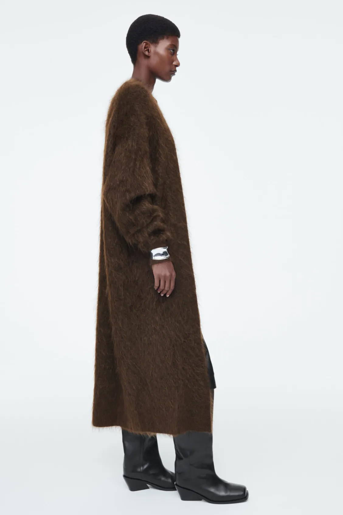 COS TEXTURED MOHAIR-BLEND MAXI CARDIGAN-Women Sweaters & Cardigans