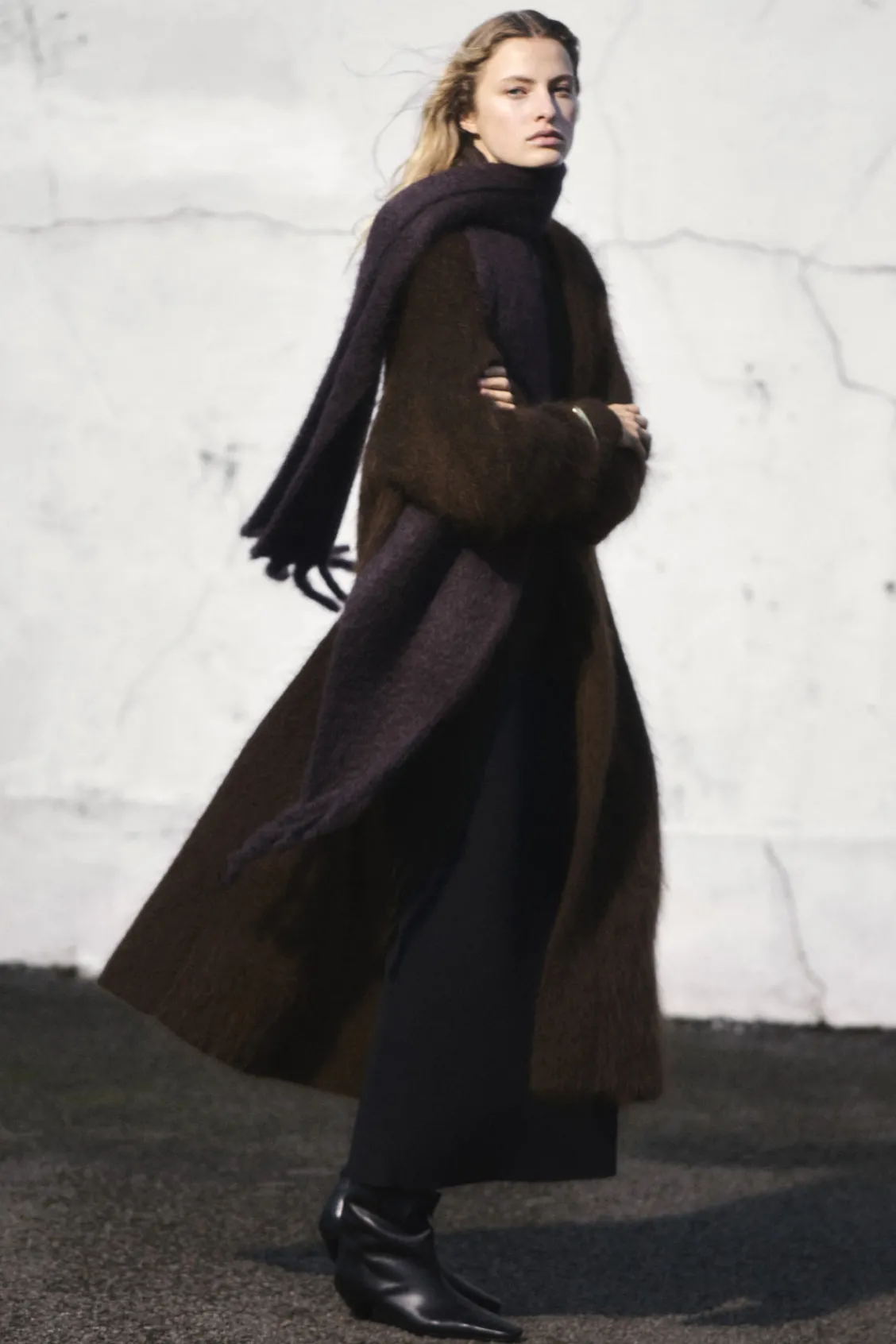 COS TEXTURED MOHAIR-BLEND MAXI CARDIGAN-Women Sweaters & Cardigans