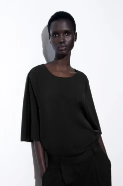 COS THE ESSENTIAL FLUID WOVEN T-SHIRT-Women T-Shirts | Tops