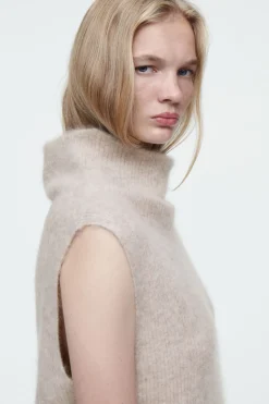 COS THE FUNNEL-NECK BRUSHED-CASHMERE TANK-Women Tops | Cashmere