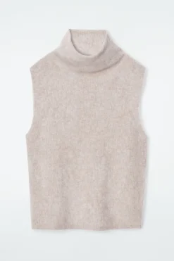 COS THE FUNNEL-NECK BRUSHED-CASHMERE TANK-Women Tops | Cashmere