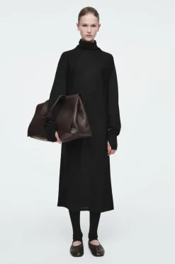 COS THE FUNNEL-NECK MERINO WOOL DRESS-Women Dresses & Jumpsuits | Sweaters & Cardigans
