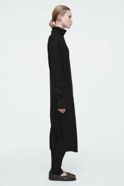 COS THE FUNNEL-NECK MERINO WOOL DRESS-Women Dresses & Jumpsuits | Sweaters & Cardigans