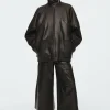 COS THE LEATHER BARREL-LEG CULOTTES-Women Pants