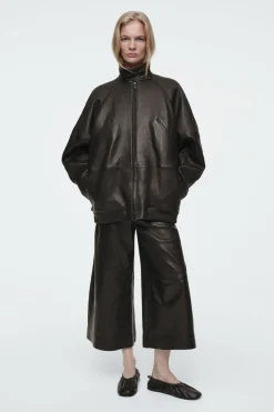 COS THE LEATHER BARREL-LEG CULOTTES-Women Pants
