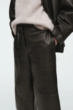 COS THE LEATHER BARREL-LEG CULOTTES-Women Pants