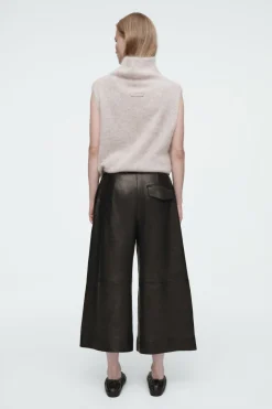 COS THE LEATHER BARREL-LEG CULOTTES-Women Pants