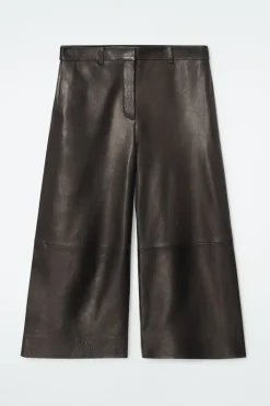 COS THE LEATHER BARREL-LEG CULOTTES-Women Pants